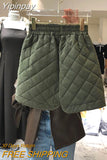 Yipinpay for Women Quilted Cotton Argyle Sexy Casual Elastic Waist Black Shorts Wide Leg High Pantalones Cortos De Mujer