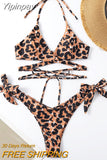 Yipinpay Summer Women Bikini Set Sexy Leopard Split 2 Piece Swimwear Woman Swimsuit with Lace High Waist Thong Bikini Beach Outfits