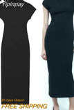 Yipinpay Black Long Dresses For Women 2023 Green Bodycon Dress Women Short Sleeve Midi Dress Woman Summer Elegant Women's Dresses
