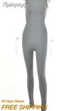 Yipinpay Black Sleeveless Summer Jumpsuit Rompers Womens 2023 Zipper Activewear Slim Jumpsuit Femme Fitness Sport Casual Overalls