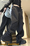 Yipinpay Baggy Cargo Pants Woman Vintage Streetwear Wide Leg Sweatpants Casual Drawstring Pocket Tech Joggers Trousers Woman Pantalon