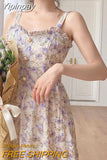 Yipinpay Strap Dress Women French Elegant Vintage Floral Dress Sweet 2023 Summer Fashion Clothing Party One Piece Dress Korean