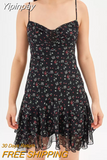 Yipinpay Sexy Women Summer Tight Tank Dress Printed Sleeveless Boat Neck Ruffle Party Skirt Club Street Style Skin Friendly Hot Sale
