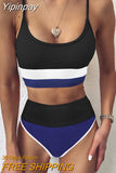 Yipinpay Up Swimsuit Female Patchwork Swimwear For Women Bathing Suit High Waist Bikini Set Sport Wear Swimming Suit Sexy Bikini