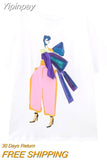 Yipinpay Fashion Print Woman T-shirts O-Neck Women's T-shirts Summer 2023 Short Sleeve Tee Ladies Casual Graphics t Shirts Top New