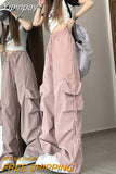 Yipinpay Quality Cargo Pants For Women Korean Fashion Casual Pockets Baggy Trousers Baggy Wide Leg Pant Streetwear Sweatpants Female
