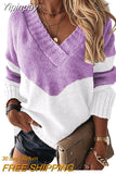 Yipinpay Autumn Winter V-neck Women's Pullover Leopard Striped Vintage Long Sleeve Knit Top Korean Fashion Pink Women Sweater Jersey