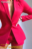 Yipinpay Spring Summer Elegant Women Suits with Shorts Loose Shorts and Blazer 2 Piece Set Shorts Suit Blazer Set for Women Outfit