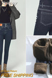 Yipinpay High Waist Thick Thermal Skinny Jeans Women High Elastic Slim Pencil Pants