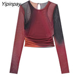 Yipinpay 2023 Women Printed Mid-Calf Dresses Elegant O-neck Pleated Dresses Fashion Vintage Long Sleeve Back Zipper Sexy Vestidos