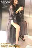 Yipinpay Summer Mid-length Women's Shirts and Blouses Fashion Sunscreen Clothing Thin Cardigan Chiffon Beach Top Oversized Shirts