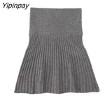 Yipinpay 2023 Sweet Women Solid Knitted Skirt Sets Turtleneck Tops+Mini A-Line Skirts Sets Long Sleeve Loose Casual Sweaters