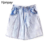 Yipinpay New Thin Skirt Women Summer Fashion Denim Printed Pattern Elastic Female Skirts Big Swing Party Holiday High Waist Skirt
