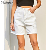 Yipinpay High Waist Denim Shorts Feminino 2023 Spring Oversized Casual Jeans Shorts Women White Wide Leg Short Pants