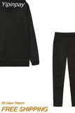 Yipinpay Tracksuit Women Two Piece Set Autumn Winter Loose Hood Sweatshirt Pullover Pants Suit Streetwear Casual Female Sportswear