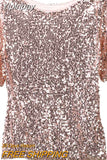 Yipinpay Women Ladies Sequin Short Sleeve Fashion Casual Sparkly Tops Glitter Evening Party Tops Shirt