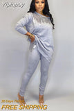 Yipinpay Winter Women Sets Full Sleeve Sequined Top + Pants Suits Two Piece Set Casual Tracksuits Loose Fitness Streetwear Outfits