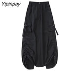 Yipinpay 2023 Women Fashion Frock Straight Skirt Spring Autumn Causal Solid High Waist Vintage Skirt Elastic Waist Streetwear