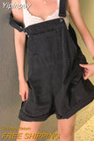 Yipinpay Denim Short For Women Baggy Vintage Black Korean Style Summer Casual Fashion High Waist Washed Straight Jean Shorts