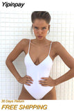 Yipinpay Black 2023 Sexy One Piece Swimsuit Solid Women Swimwear Female Backless Monokini Bathing Suit XL