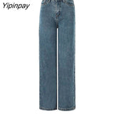 Yipinpay Spring Summer New Super Soft Siro Spinning Straight Tube Wide Leg Jeans For Women Jeans Woman High Waist