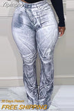 Yipinpay Women Fashion Clothes Do Old Elastic Waist Flare Pants Full Length Pencil Jeans