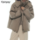 Yipinpay Women's Winter Oversized Jacket 2023 Down Cotton Padded Coat Female Loose Casual Overcoat Female Fashion Hooded Short Parka