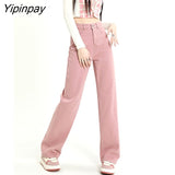 Yipinpay Purple Wide Leg Jeans Woman Loose High Waist Denim Pants Korean