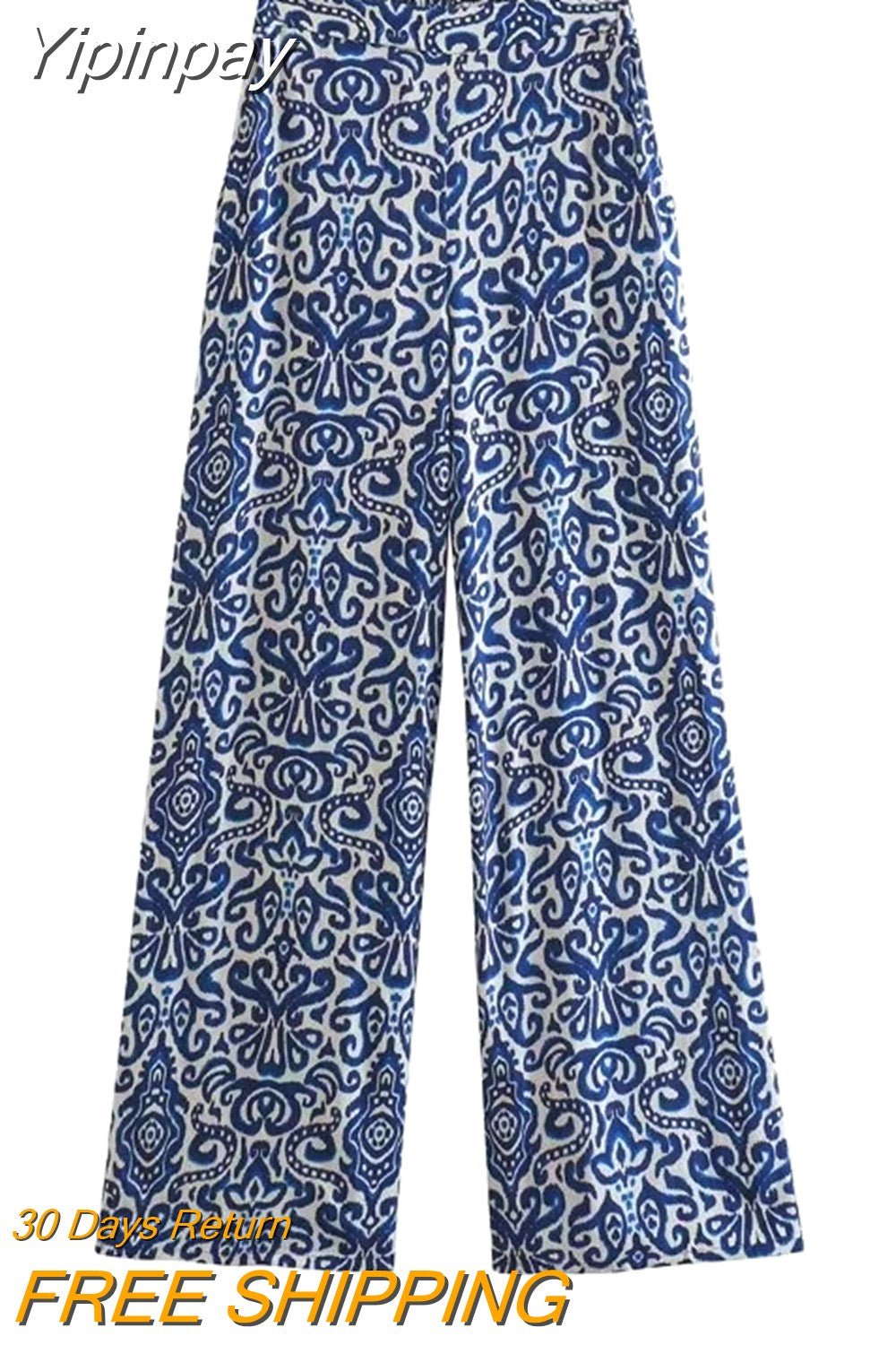 Yipinpay Blue Print Crop Top Women Wrap Cropped Shirt Woman Long Sleeve Summer Blouses Woman 2023 Elegant And Vintage Women's Blouse
