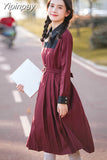 Yipinpay Sweet Autumn Women Pleated Dress JK Student Uniform Preppy Style Retro Embroidery Female Dresses 2023 HOT High Waist