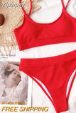 Yipinpay Waist Swimsuit Women Swimwear Push Up Bikini Patchwork Bikini Set 4 Color Beachwear Sexy Swimming Suit Large Size Swimwear