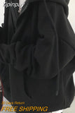 Yipinpay Sweatshirts Women Winter Harajuku Streetwear Korean Version Vintage Long Sleeve Solid Jacket Coats Loose Zip Up Hoodies