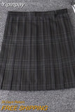 Yipinpay Preppy Black Plaid Pleated Skirt Women Japanese Fashion School Girl Uniform Kawaii Gothic High Waist Mini Skirt Cute JK