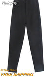 Yipinpay Pants For Women Blue Green High Waist Woman Trousers Fall Fashion Streetwear Office Casual Beige Black Baggy Pants