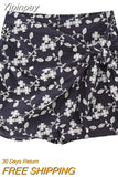 Yipinpay Embroidery Floral Skirt Women Black Mini Skirt Shorts Woman Fashion Knot Women's Skort Vintage Beach Summer Short Skirts