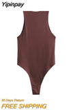 Yipinpay TRAF Fashion 2023 Summer Woman Bodysuit O-Neck Female Sexy Jumpsuit Women Slim Beach Jumpsuit Ladies Skinny Playsuits New