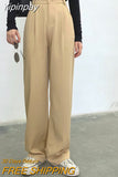 Yipinpay Striped Baggy Pants Women New High Waist Loose Straight Wide Leg Pants Female 2023 Summer S-4XL