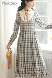 Yipinpay Sweet Autumn Women Pleated Dress JK Student Uniform Preppy Style Retro Embroidery Female Dresses 2023 HOT High Waist