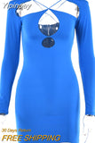 Yipinpay Summer Hollow Out Bodycon Dress For Party Women Black Long Sleeve Mini Sexy Sundress Elegant Femme Streetwear Clothing