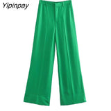 Yipinpay Women's Suits Fashion Batwing Sleeve Blouse + Long Pants 2Pcs Sets 2023 Casual Tops Outfits Elegant Office Ladies Sets