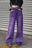 Yipinpay Big Pocket Wide Leg Baggy Jeans Women Fashion Straight Women Jeans Harajuku High Waist Jean Femme Fall Mom Denim Pants