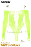 Yipinpay Hot Drill Backless Hollow Bodysuit Women Body Sexy De Rejilla De Manga Larga Nightclub Party Hot Girl Workwear Playsuit