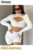 Yipinpay Chest Hollow Zipper Women One-pieces Jumpsuit Sexy Slim Solid Bodysuit 2023 Autumn Street Fashion Bottoming Clothing