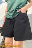Yipinpay High Waist Denim Shorts Feminino 2023 Spring Oversized Casual Jeans Shorts Women White Wide Leg Short Pants