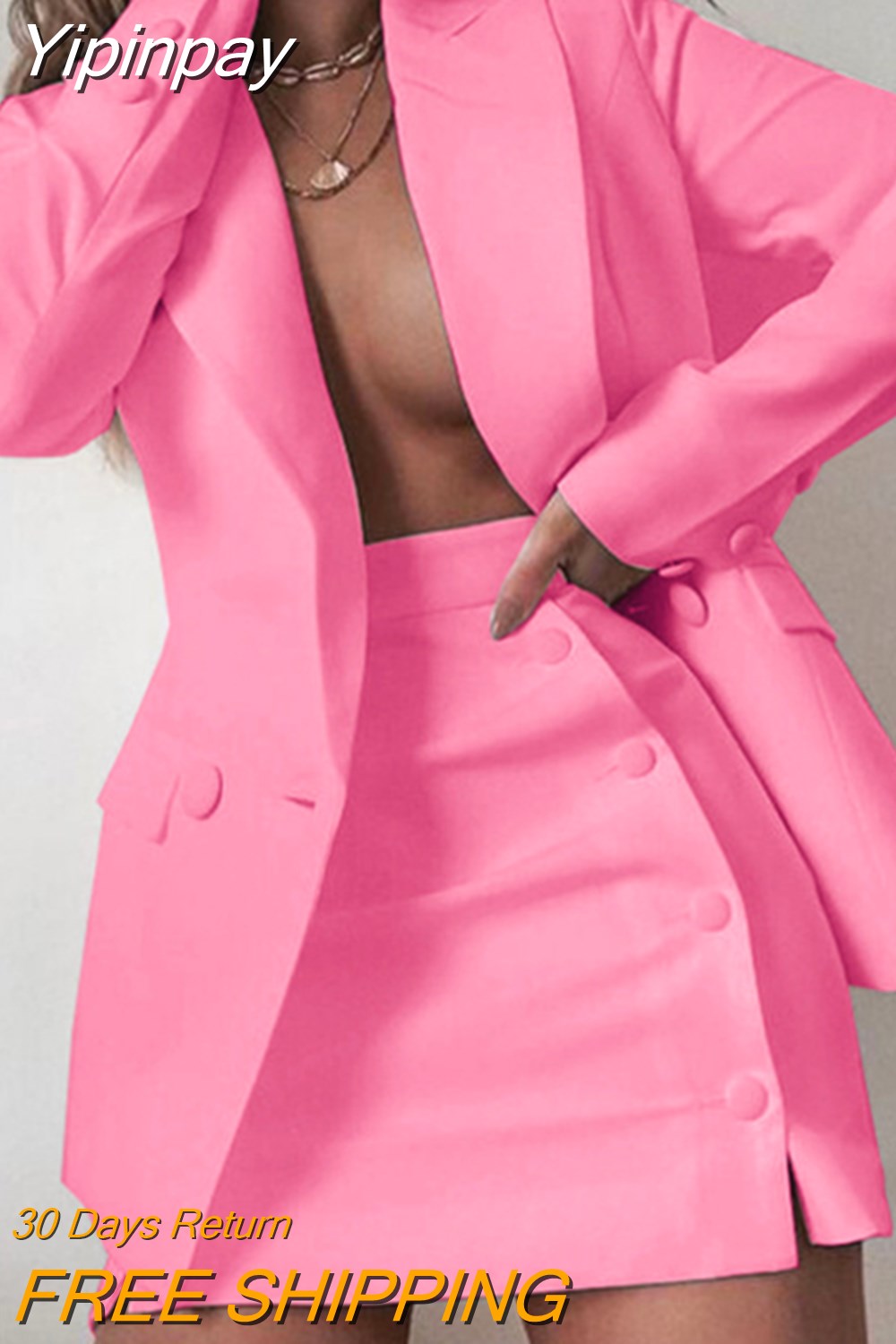 Yipinpay Women 2 Piece Set Fashion Streetwear Long Sleeve Blazer Jacket Sets + Skirt Slim Suit Elegant Office Lady Casual Coat Suits