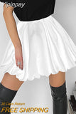 Yipinpay MO 2023 Summer Satin Skirt A-line Short Skirt Women's Commuter White Mini Pleated Skirt Official Ladies Black Skirt