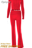 Yipinpay Knitted Ribbed Women Essentials Hoodie+trousers Two Piece Sets Women Outifits Slim Fit Y2k Hoodies Street Casual Set