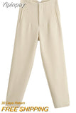 Yipinpay Women's Pants High Waist Pants For Women 2023 Spring Streetwear Pink Green Pants Multicolor Office Wear Woman Trousers 920