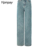 Yipinpay Spring Summer New Super Soft Siro Spinning Straight Tube Wide Leg Jeans For Women Jeans Woman High Waist