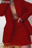 Yipinpay Women 2 Piece Set Fashion Streetwear Long Sleeve Blazer Jacket Sets + Skirt Slim Suit Elegant Office Lady Casual Coat Suits